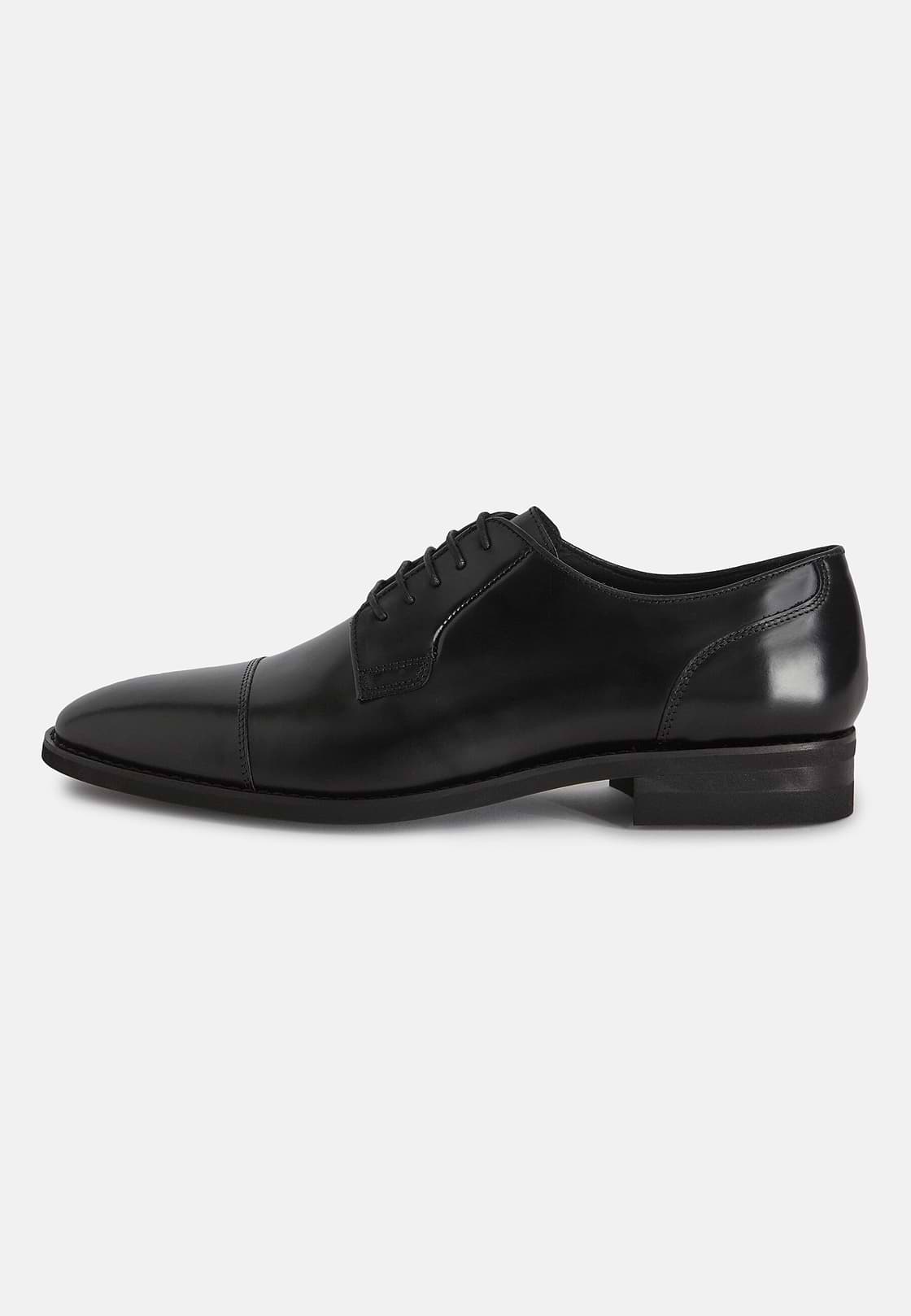 Leather Derby Shoes, Black, hi-res