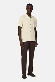 Pantalon En Coton Tencel Extensible, Marron, thumb, 2