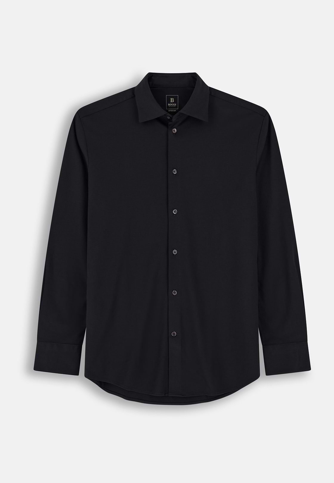 Polo Shirt in Cotton and Silk Regular Fit, Black, hi-res, 7