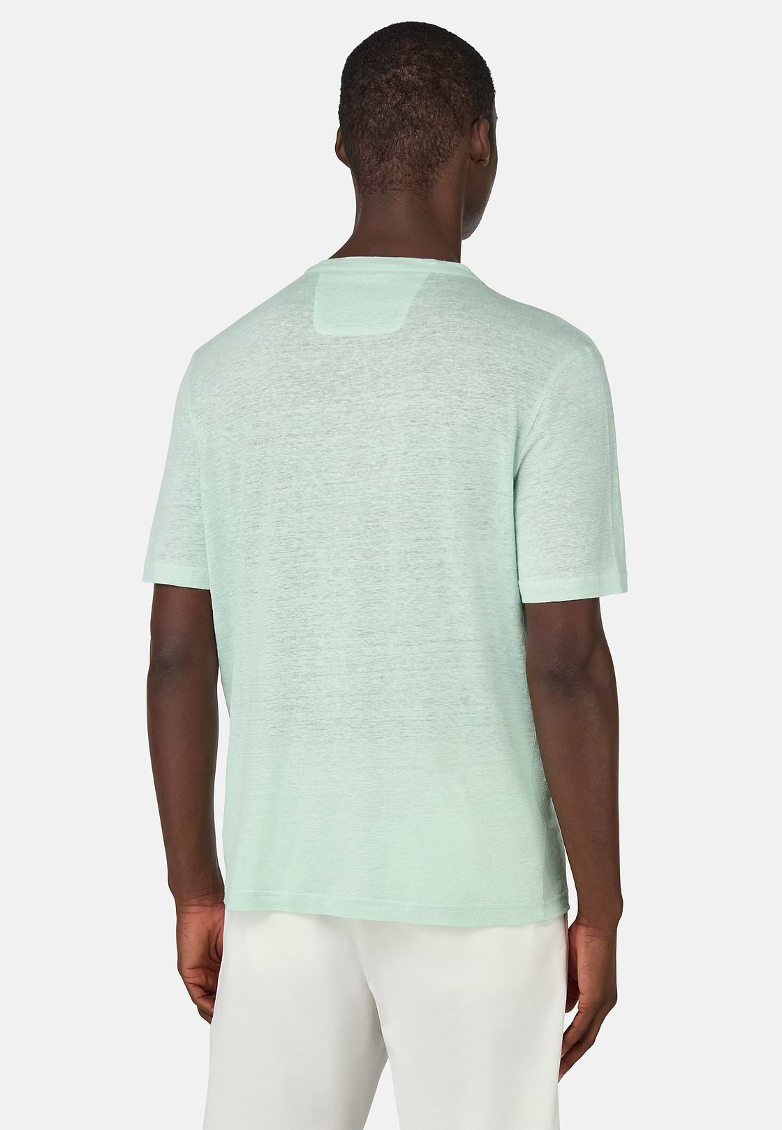 T-Shirt in Stretch Linen Jersey, Light Green, hi-res