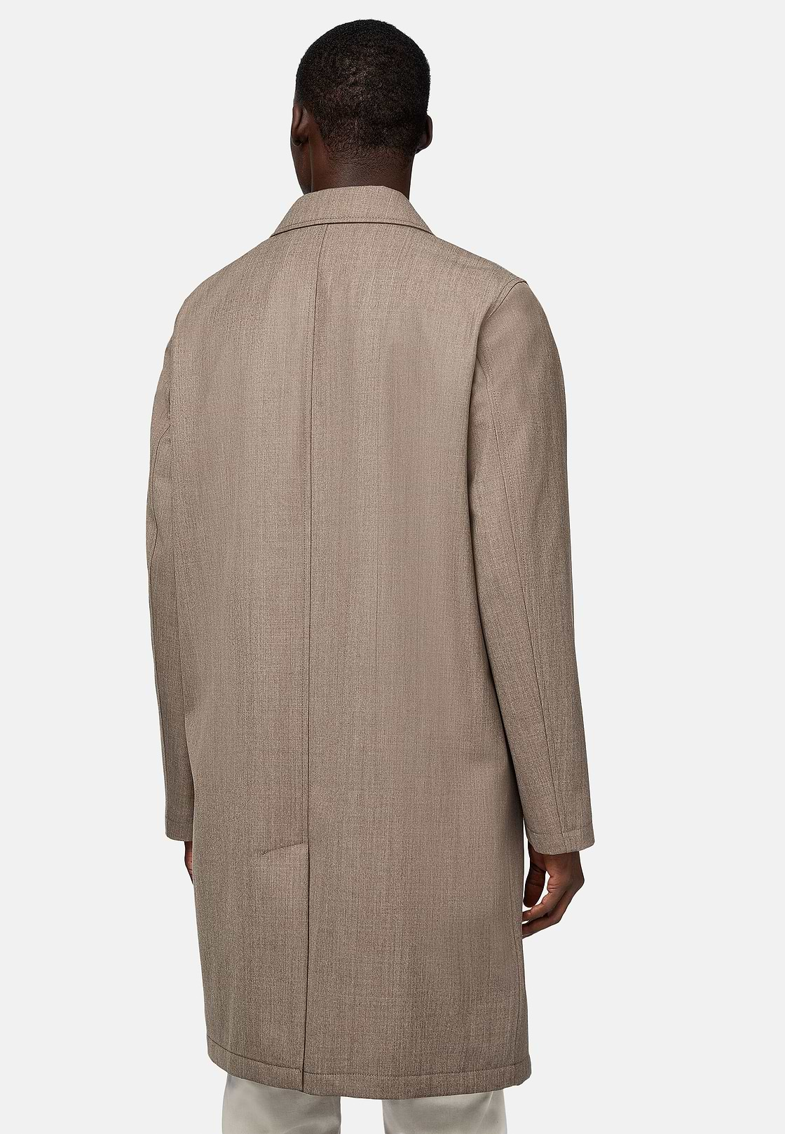 Pea coat van technische wol, Taupe, hi-res