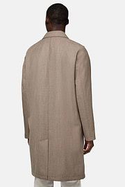 Pea Coat In Technical Wool, Taupe, hi-res