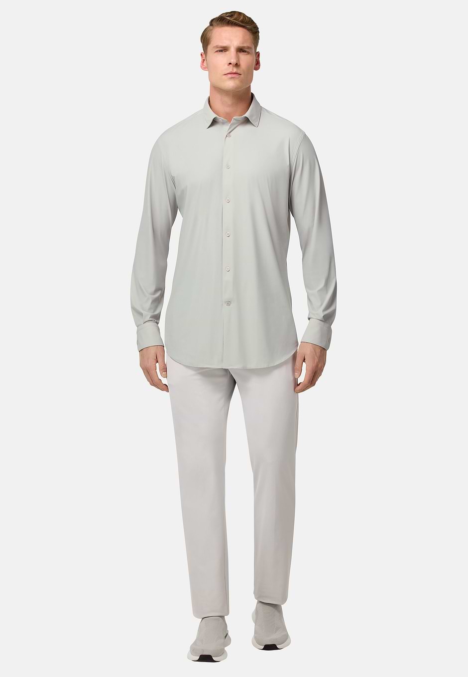 Slim Fit Stretch Nylon Shirt, Ice, hi-res