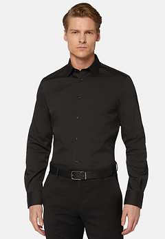 Slim Fit Black Shirt in Stretch Cotton
