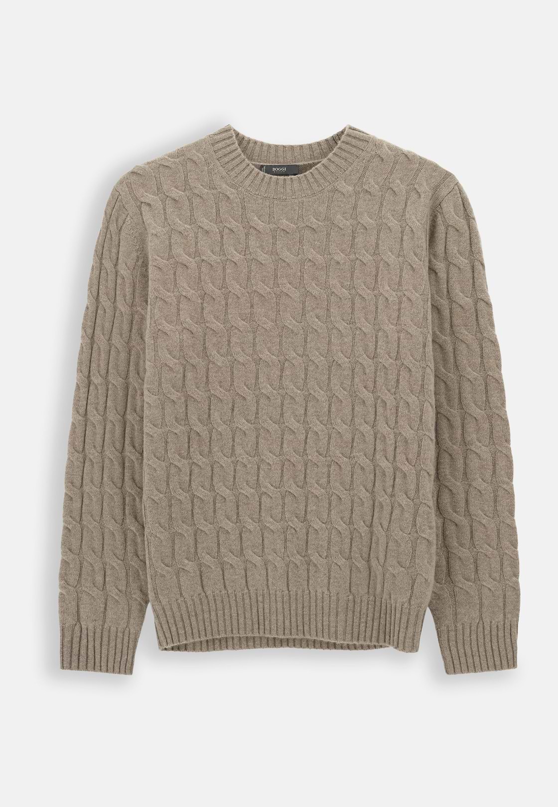 Crew Neck Jumper in Cashmere Wool, Beige, hi-res, 5