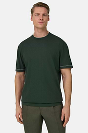 Strick-T-Shirt Aus Baumwollkrepp, Grün, thumb, 1