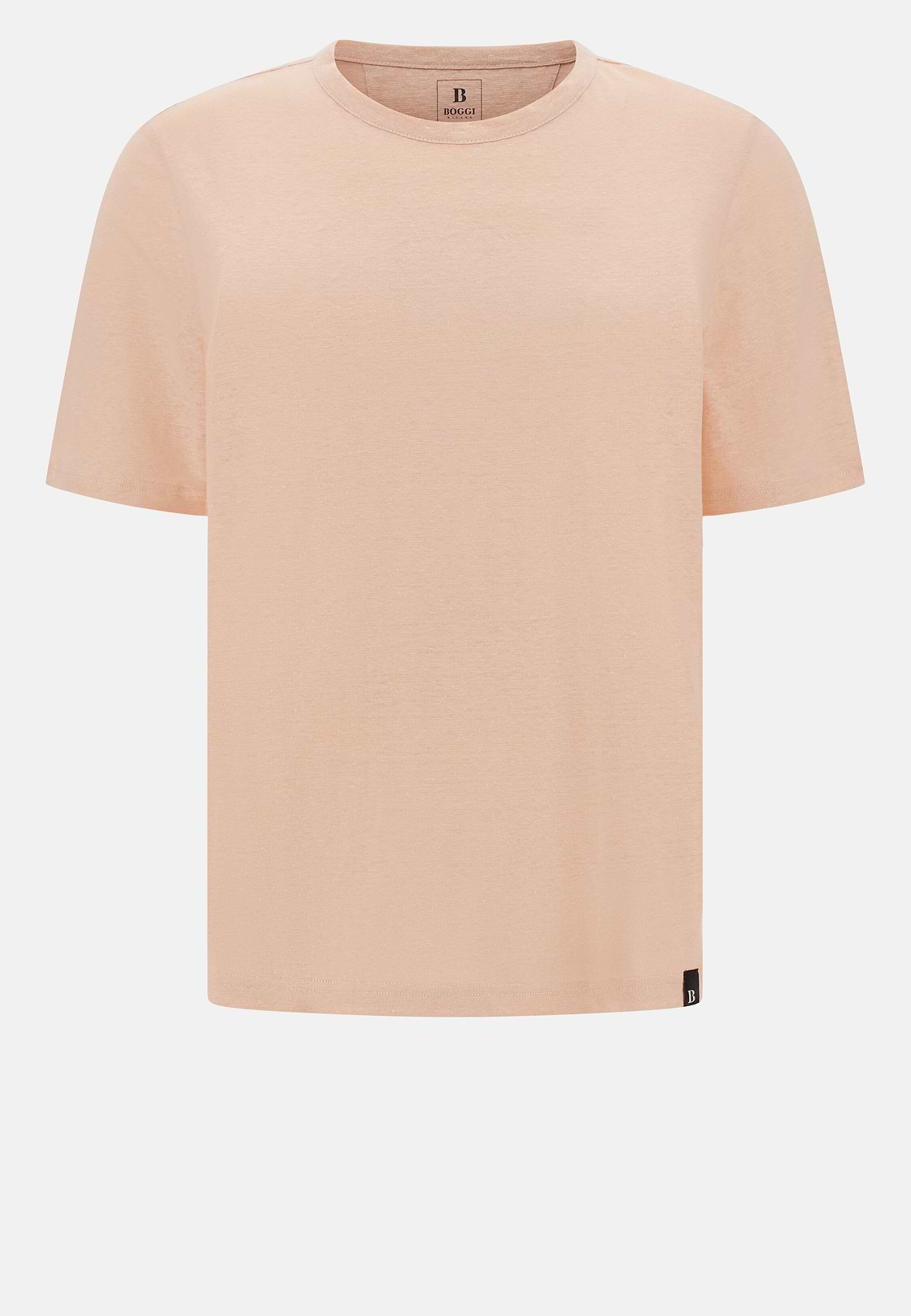 T-Shirt in Stretch Linen Jersey, Pink, hi-res