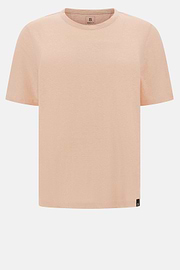 T-Shirt in Stretch Linen Jersey, Pink, hi-res