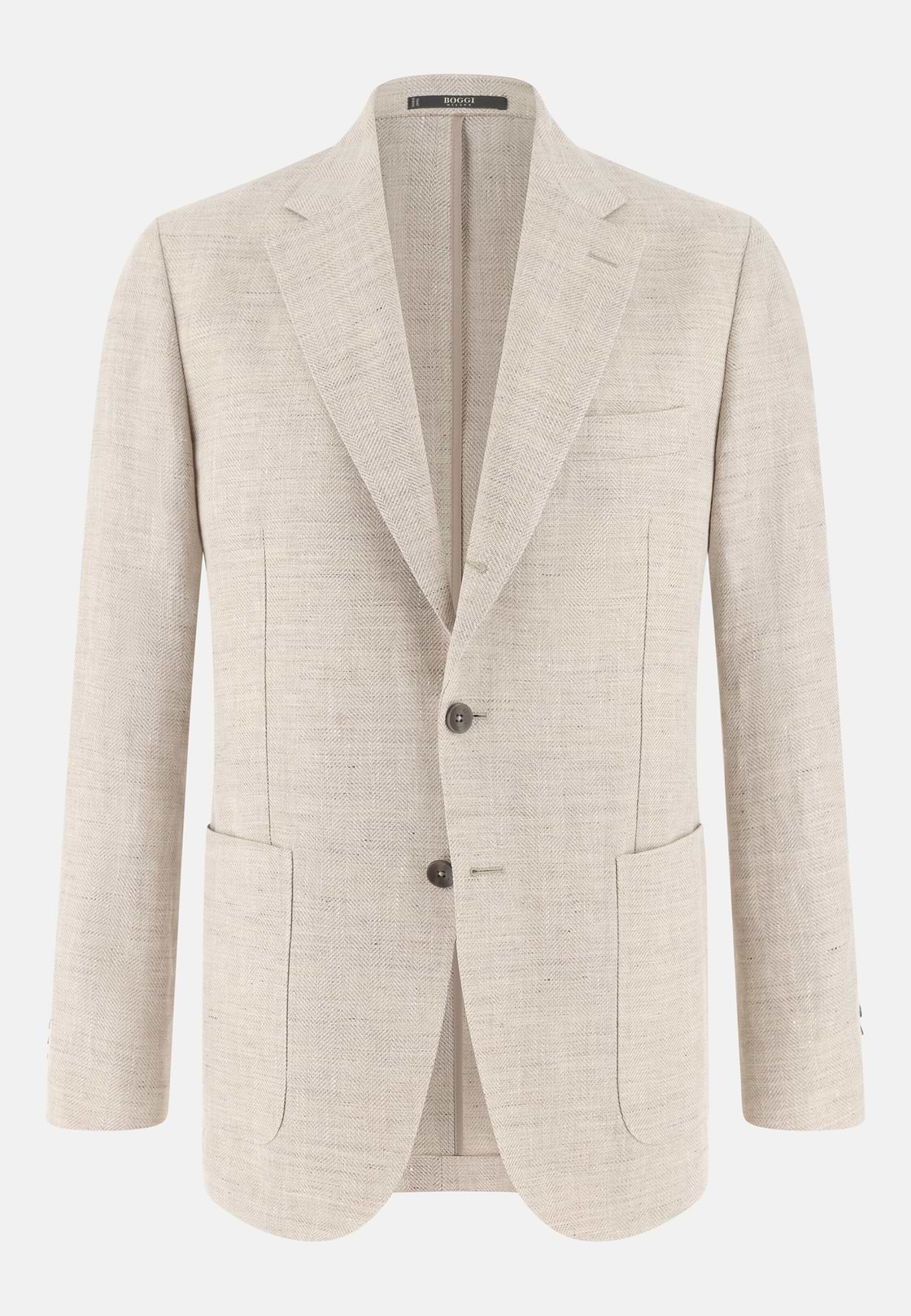 Herringbone Linen and Wool Jacket, Sand, hi-res, 5