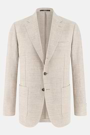 Herringbone Linen and Wool Jacket, Sand, thumb, 5