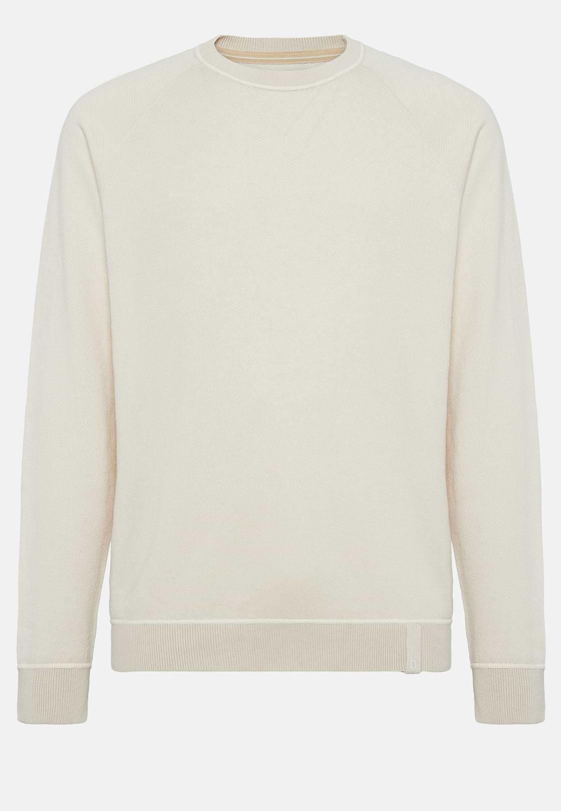 Sand Crew Neck Jumper in Cotton, Silk and Cashmere, Sand, hi-res