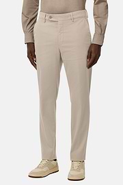 Pantaloni In Cotone Tencel Elasticizzato, Taupe, hi-res