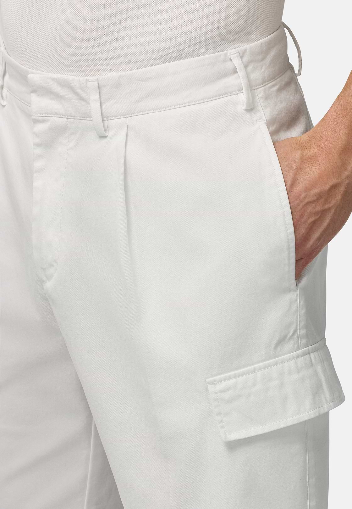Cotton Bermuda Shorts, White, hi-res