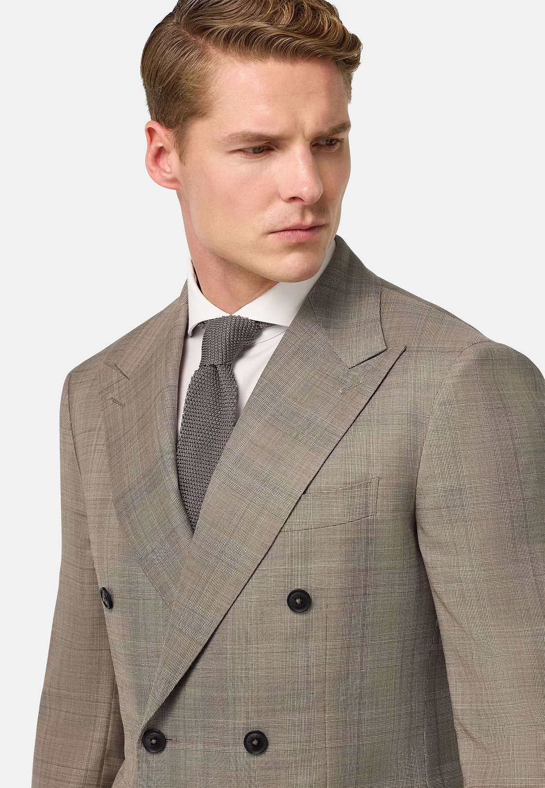 Traje Príncipe De Gales De Pura Lana, Taupe, hi-res