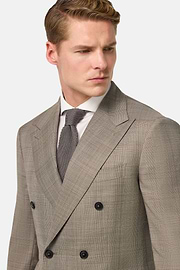 Traje Príncipe De Gales De Pura Lana, Taupe, hi-res