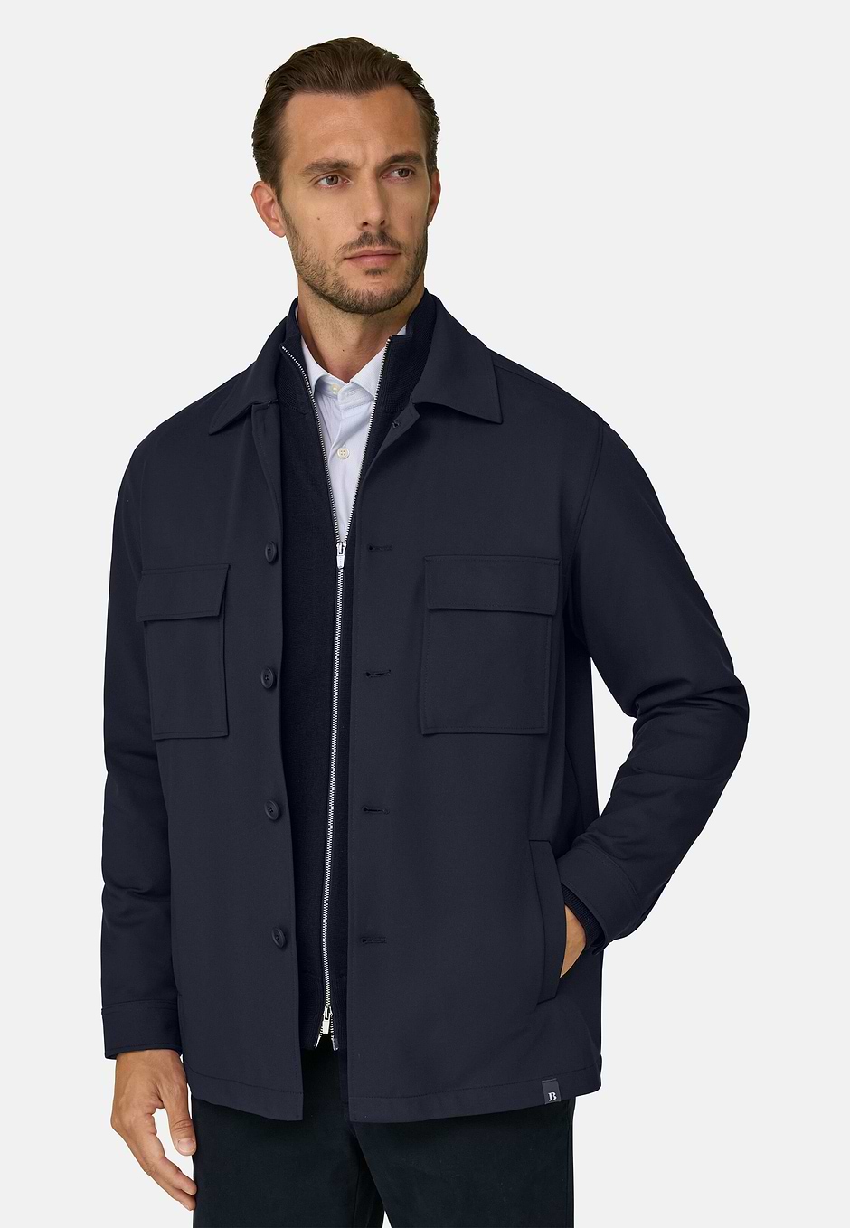 Veste Chemise Double Nylon Stretch B Tech, bleu marine, hi-res