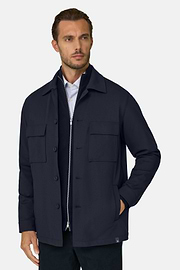 Giacca Camicia Double Nylon Stretch B Tech, Navy, thumb, 1