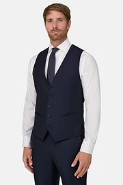 Navy Wool Twill Waistcoat, Navy blue, thumb, 1