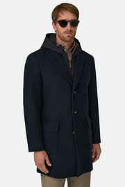 Single-Breasted Coat in Wool Blend, Navy blue, thumb, 1