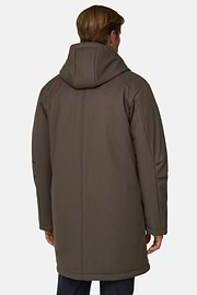 Long Jacket in Technical Wool, Brown, thumb, 4