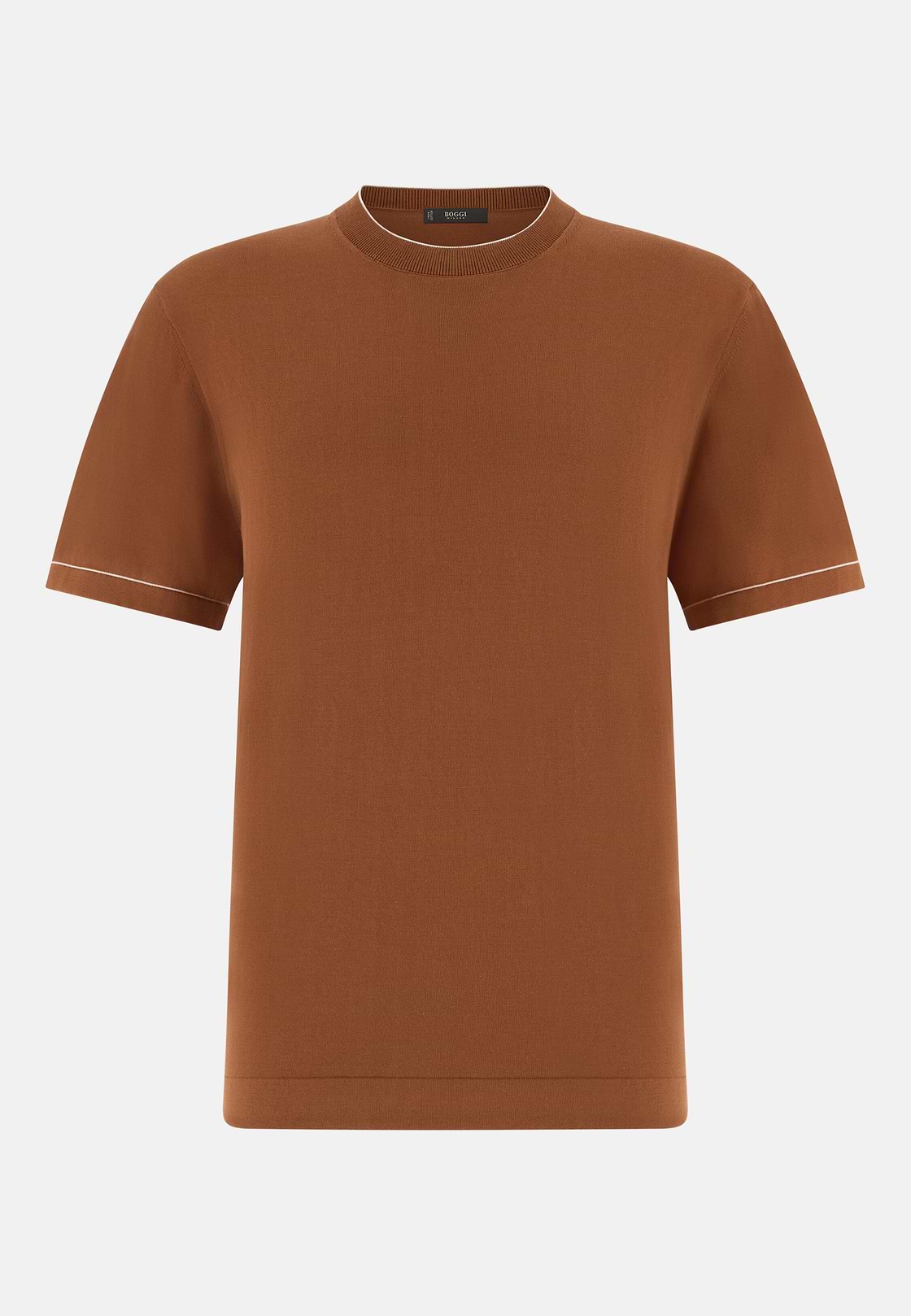 Strick-T-Shirt Aus Baumwollkrepp, Rosso, hi-res, 5