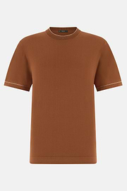 Strick-T-Shirt Aus Baumwollkrepp, Rosso, thumb, 5