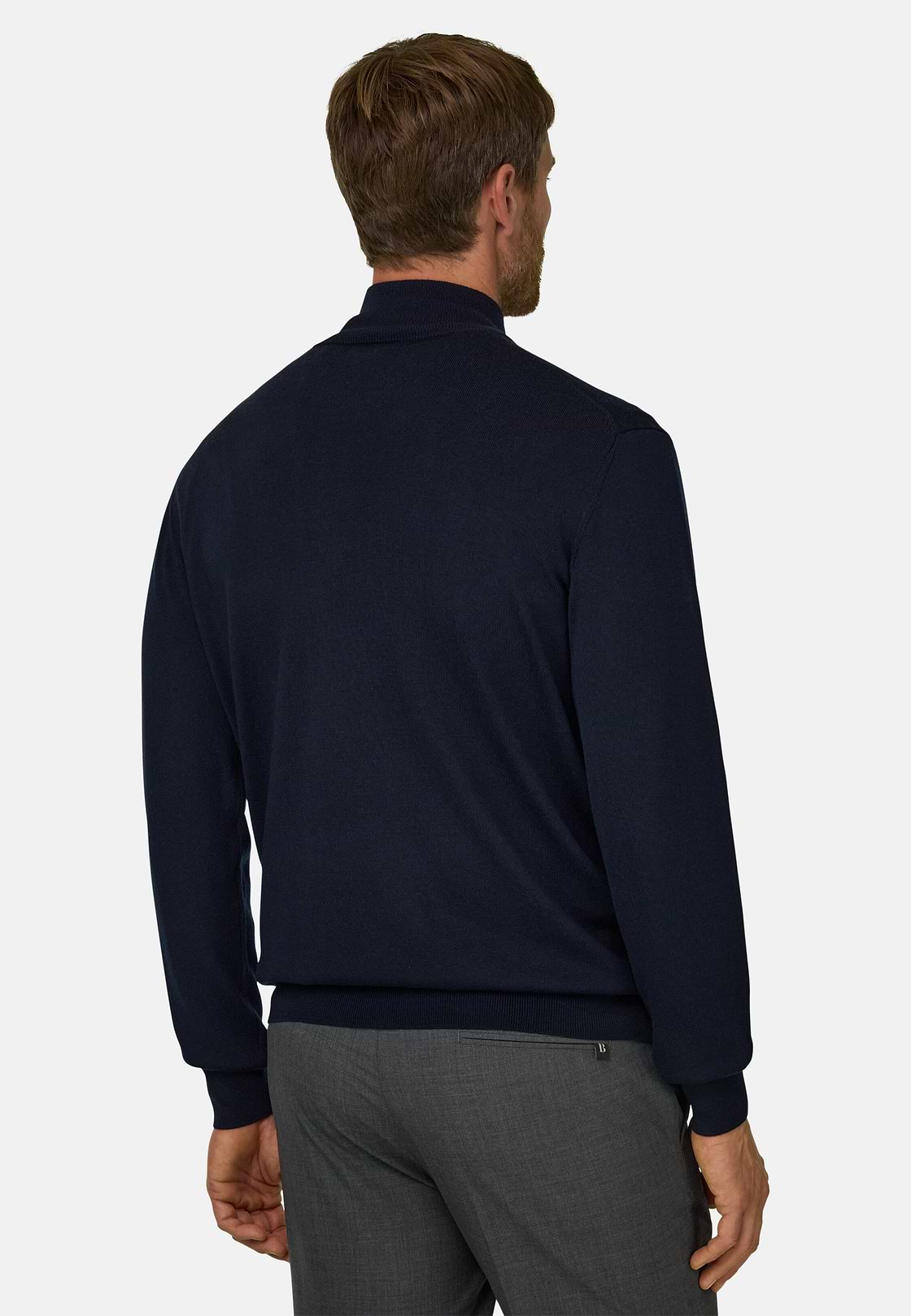 Half-Zip-Pullover aus extrafeiner Merinowolle, Navy blau, hi-res, 4