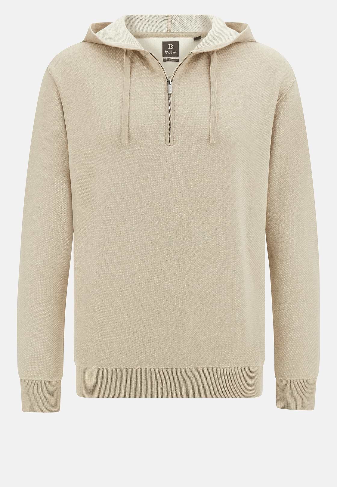 Half Zip Jumper in Cotton, Silk and Cashmere, Sand, hi-res