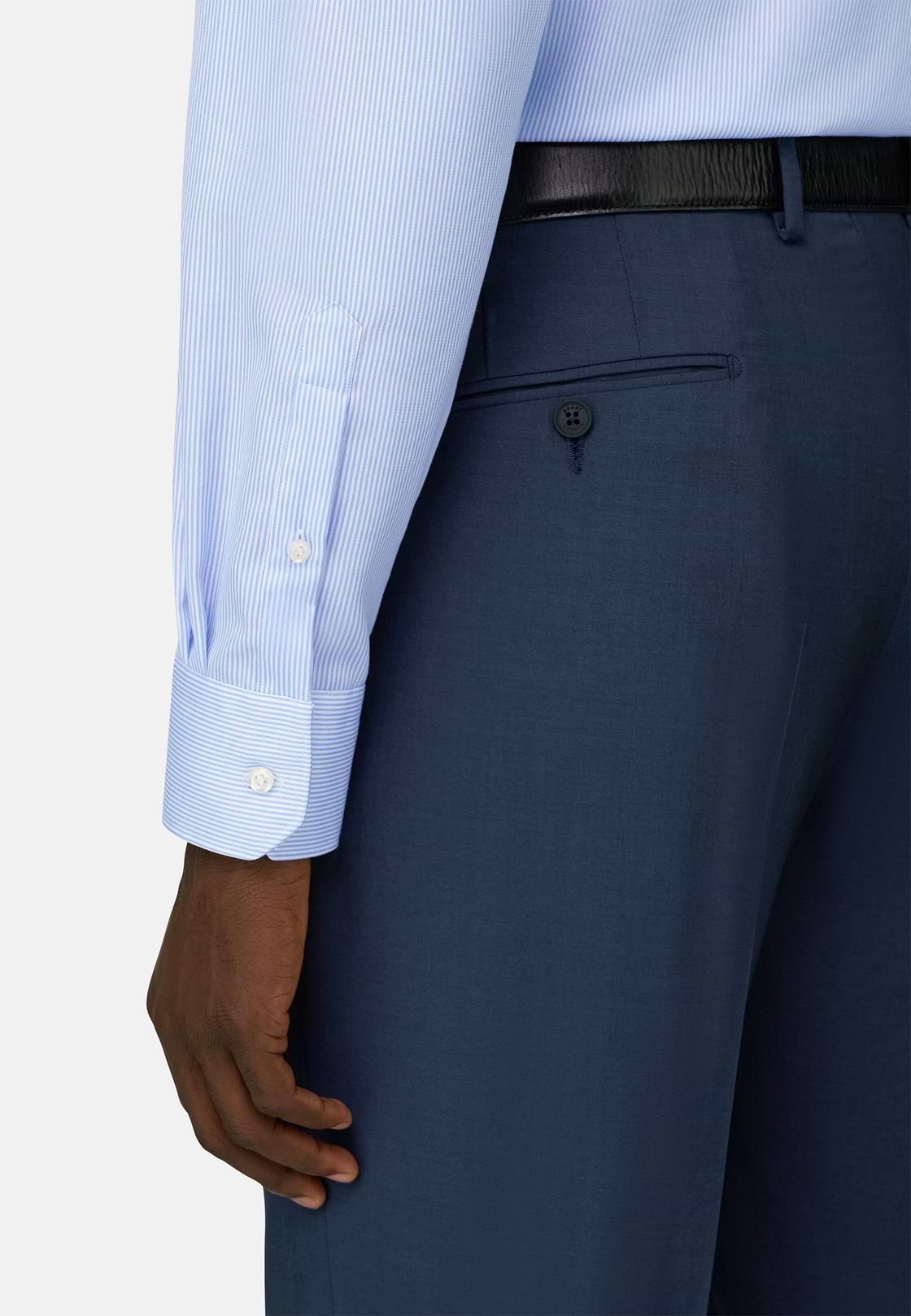 Slim Fit Striped Cotton Shirt, Light Blue, hi-res, 4