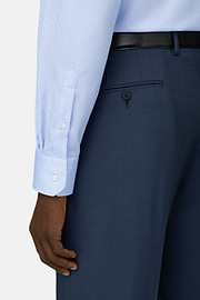 Slim Fit Striped Cotton Shirt, Light Blue, thumb, 4