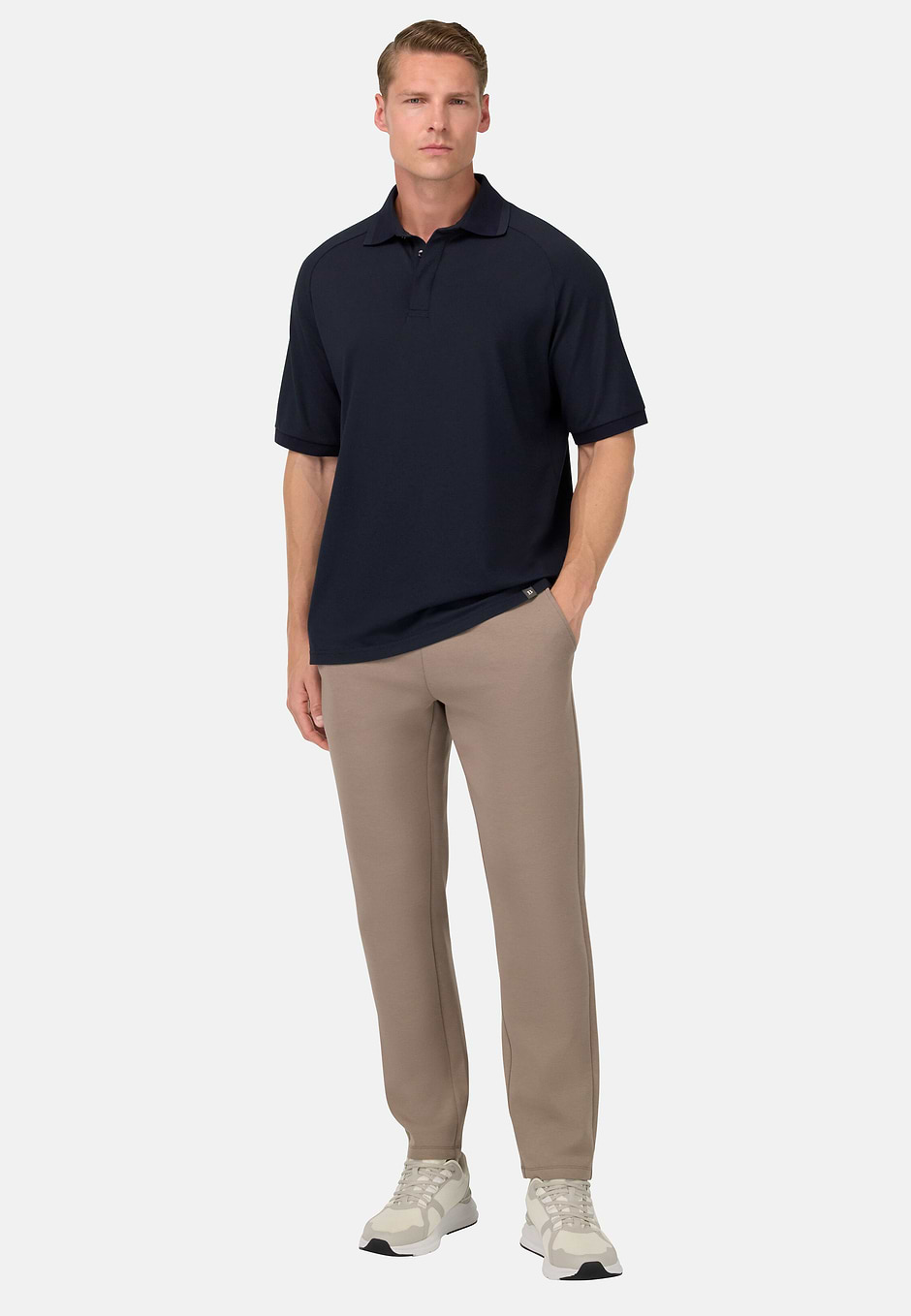 Cool Jade Piqué Polo With Raglan Sleeves, Navy blue, hi-res