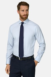 Hemd aus Pin-Point-Baumwolle Slim Fit, Hellblau, thumb, 1