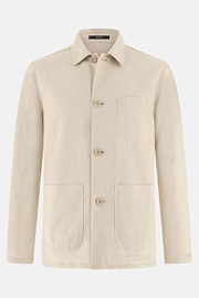 Giacca Camicia Diagonale In Cotone E Lino, Sabbia, thumb, 5