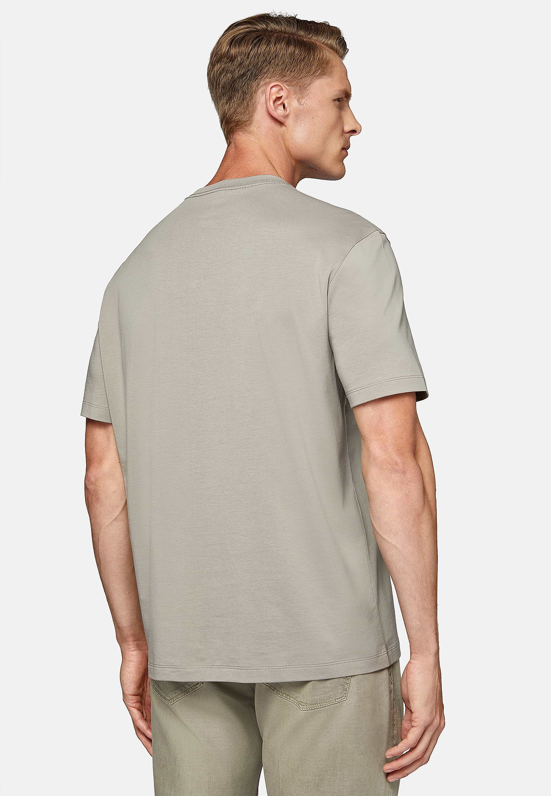 T-Shirt In Stretch Supima Cotton, Taupe, hi-res