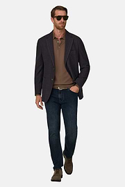 Blazer Herringbone in Cotton and Wool B Jersey, Dark brown, thumb, 2