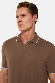High-Performance Piqué Polo Shirt, Brown, hi-res