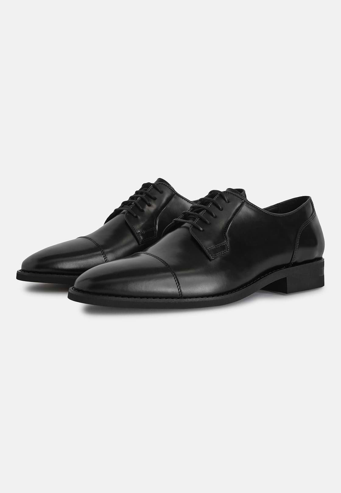 Leather Derby Shoes, Black, hi-res