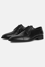 Leather Derby Shoes, Black, hi-res