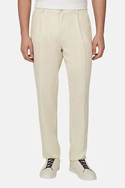 Solid Linen Pince Pants, Sand, thumb, 2
