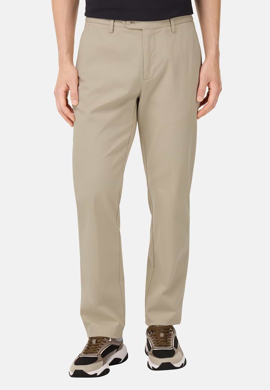 Stretch Cotton/Tencel Trousers, Sand, hi-res