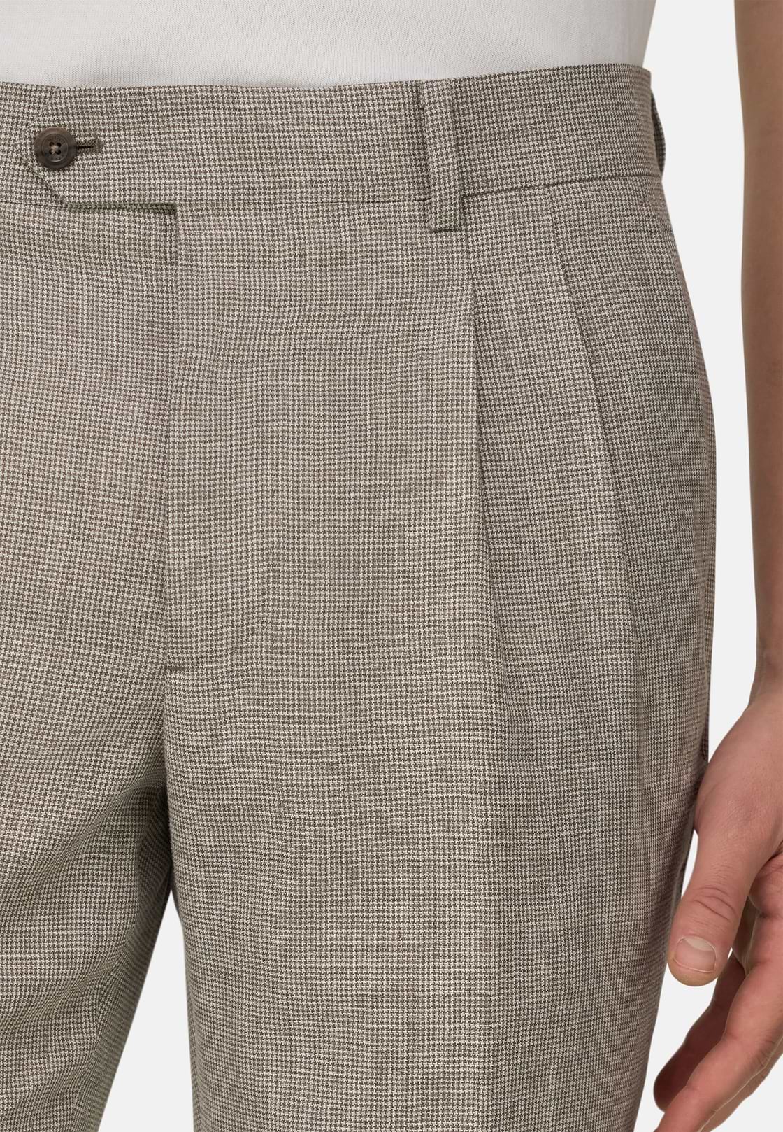Micro Patterned Suit in Linen and Wool, Brown, hi-res, 5