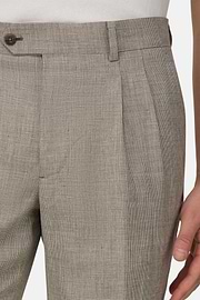 Micro Patterned Suit in Linen and Wool, Brown, thumb, 5