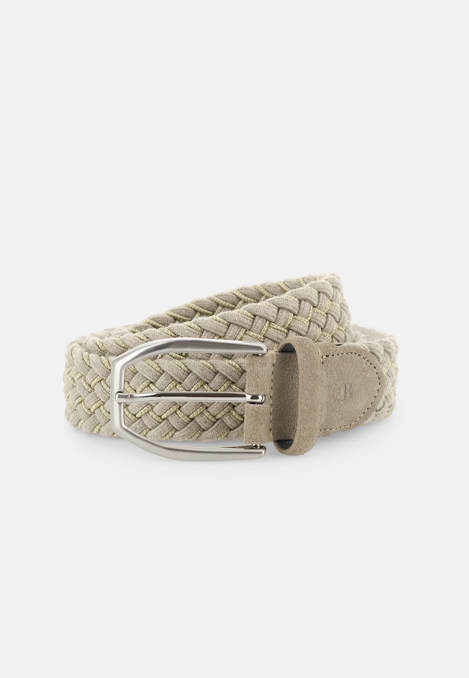 Woven Stretch Wool Blend Belt, Sand, hi-res