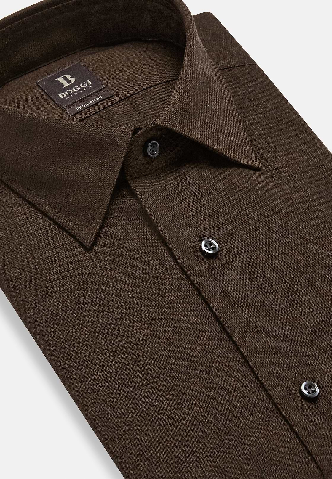 Regular Fit Wool Shirt, Brown, hi-res