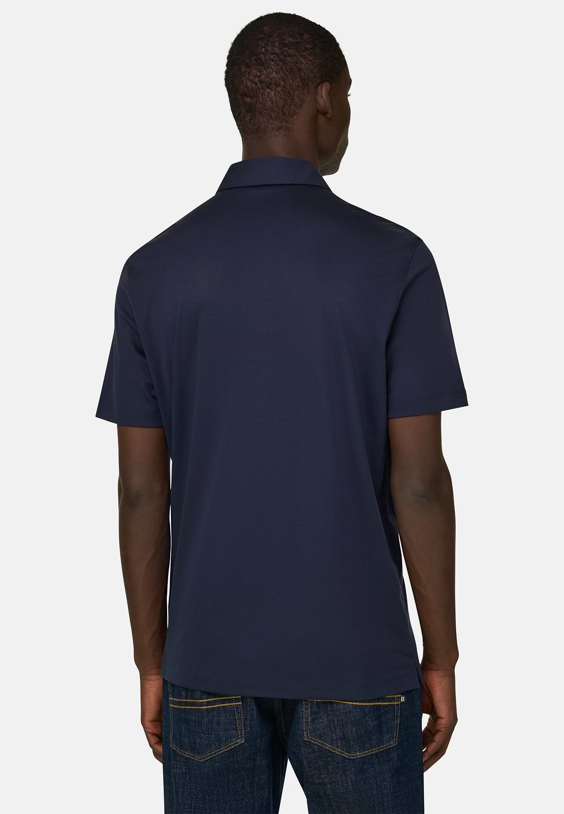 Polo Aus Seiden-Mix, Navy blau, hi-res, 3
