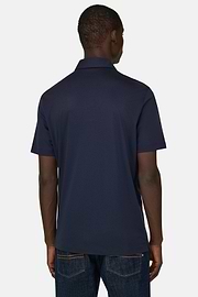 Polo Aus Seiden-Mix, Navy blau, thumb, 3