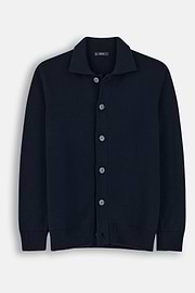 Cardigan in Extrafine Merino Wool, Navy blue, thumb, 5