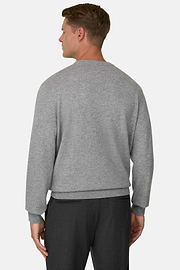 Crew Neck Jumper in Cashmere Blend, Grey, thumb, 4
