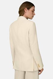 Linen Blend Double-Breasted Jacket, OFFWHITE, thumb, 3
