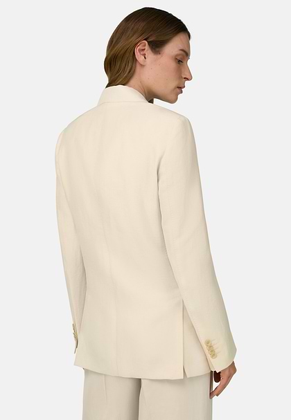 Linen Blend Double-Breasted Jacket, OFFWHITE, hi-res